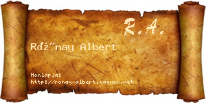 Rónay Albert névjegykártya